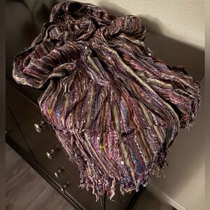 Mark Multicolor Metallic Striped Knit Scarf | Wrap